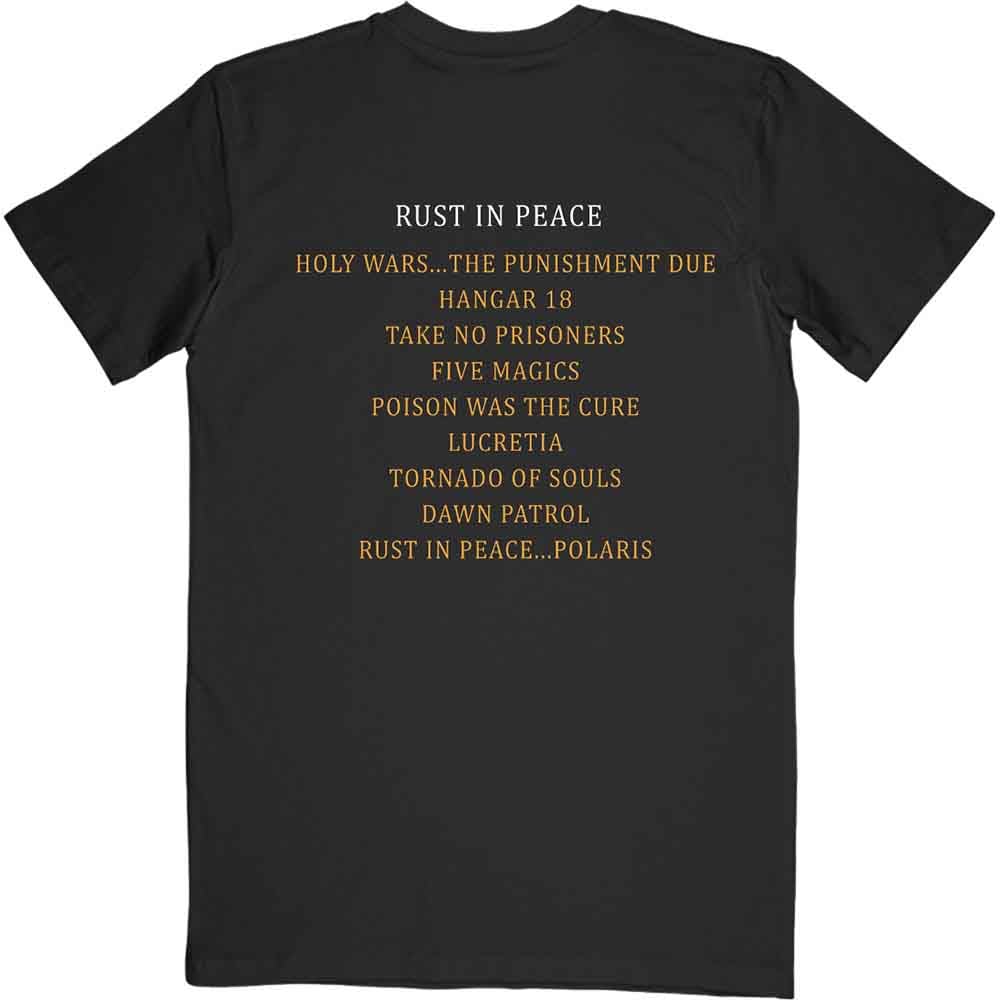 Megadeth T Shirt Rust in Peace Tracklist Band Logo Official Black L