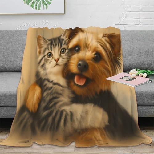 Couverture plaid duo animal mignon 3D en microfibre de salon 150x200cm pour toutes saisons - 2