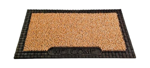 GrassWorx Genuine Astroturf 18 in. L X 30 in. W Black/Brown Welcome Polyethylene/Rubber Door Mat