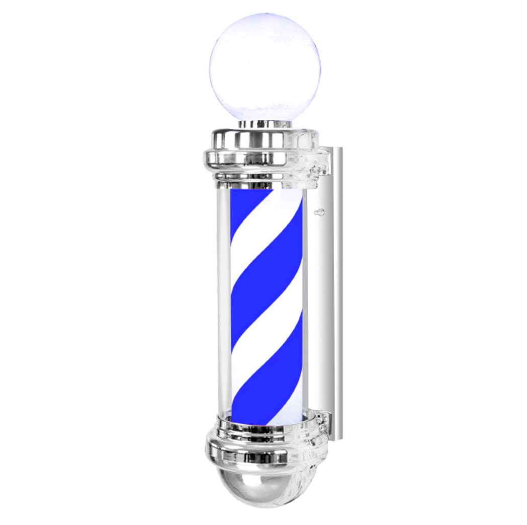 Friseurstangenlicht, LED-Friseurstangen-Friseurladen-Öffnungsschild, leuchtendes Globuslicht, rote, weiße und blaue Streifen, rotierende Friseursalon-Wandlampe for Energiesparen(Blue and white)