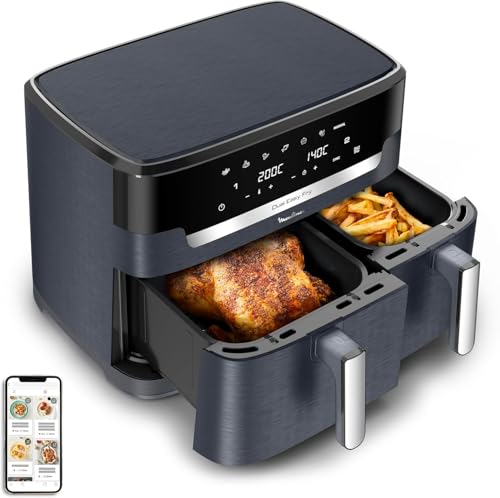 Moulinex Dual Easy Fry 11L, Freidora de Aire de Doble Cesta, Modelo EZ942BF0