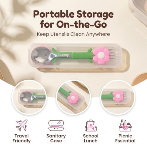 Image of Supvox Toddler Utensils Set, Kids Fork and Spoon, 304 Stainless Steel-Pink