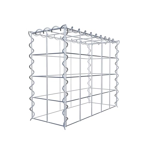 GABIONA Cesta de piedra de gavión rectangular, malla de 10 x 10 cm, profundidad de 20 cm, cesta de cultivo tipo 3, cierre de espiral, galvanizado (50 x 40 x 20 cm)
