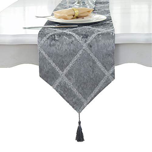 Bettery Home Classic Table Runner With Tassels For Wedding Christmas Party Decoration, 11" X 70", Gray #TOP16