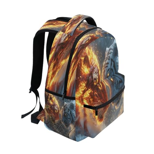 Tiger Snow Fire Backpack for School Boys Girls Adults Kids Bookbag Laptop Bag 18L2