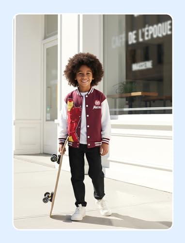 Image of Disney Marvel Bomber Jacket Spider Man Toy Story Cars Varsity Cardigan2-13Y | Officially Licensed Snap Button Coat,Fall Star Wars Graphic Cloth Top,Hulk Venom Stitch Mickey Lightning Mcqueen Kids Apparel