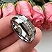 TUTISS 8mm Tungsten Rings for Men Women Couple Eternity Anniversary Engagement Wedding Bands Fashion Jewelry CZ Stone Inlay Beveled Polished Shiny Comfort Fit Size 8.5
