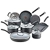 T fal ultimate hard anodized nonstick cookware set 14 piece oven broiler safe 400f lid safe 350f kitchen cooking set w fry pans saucepans griddle dutch oven pots pans dishwasher safe black  urban country home decor