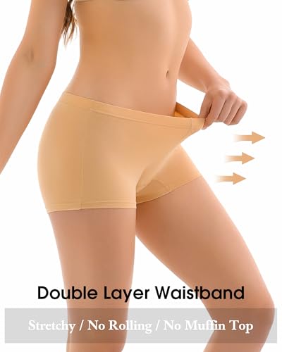 Redoll 4 Pack Women’s Cotton Boyshorts Underwear – Soft Full Coverage Boxer Briefs Panties with Breathable Cotton Crotch Nude — view 2