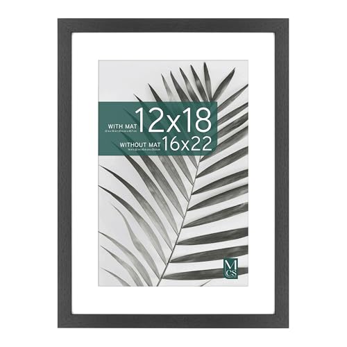 MCS Studio Gallery 16x22 Matted Poster Frame with 12x18 Picture Display, Black Woodgrain Vertical & Horizontal Wall Hanging Large Picture Frame for Photos, Posters & Art Prints (1-Pack)