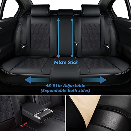 Coverado Car Seat Covers Full Set, 5 Seats Universal Seat Covers For Cars, Premium Nappa Leather Sideless Auto Seat Cushions, Front And Rear Seat Protectors Fit For Most Sedans, Suvs Trucks, Black #TOP2