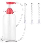 Kit de Nettoyage Vaginal, 600ml - Lavements à Pression Manuels Réutilisables avec 3 Embouts de Buse pour Douche Eau Nettoyage du Côlon Detox (Rose)