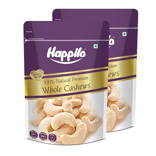 Happilo Premium Natural Whole Cashews 1 Kg (Pack of 2) | Dry Fruits, Kaju, Healthy Snacks | Unsalted Cashew Nuts | Crunchy, Nutritious & Delicious Nuts | Rich in Protein, Magnesium & Phosphorus
