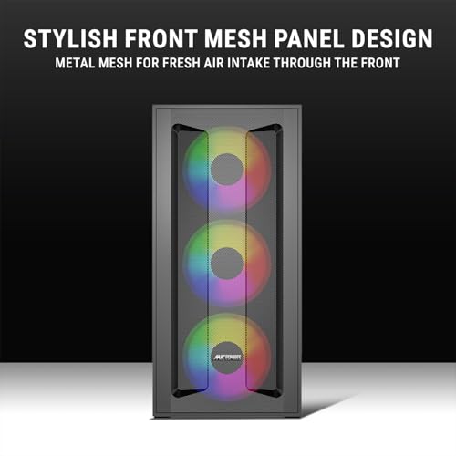 Image of Ant Esports Titan Core 360 Mid-Tower Computer Case /Gaming Cabinet - Black | Support E-ATX, ATX, Micro-ATX, Mini-ITX | Pre-Installed 4 ARGB Fans