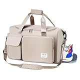 Bolsa de gimnasio, bolsa de deporte con bolsillo húmedo, bolsas portátiles de noche para mujer, impermeables, ligeras, bolsas de fin de semana para mujeres, fin de semana, vacaciones, marrón claro,