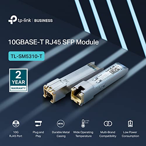 Tp-Link Tl-Sm5310-T | 10Gbase-T Rj45 Sfp+ Module | 10G Copper Sfp+ Transceiver | Sfp+ To Ethernet | Plug And Play | Hot Pluggable | Up To 30M Distance| | Durable Metal Casing | Versatile Compatibility #TOP1
