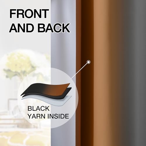 Image of SimpleHome Ombre Burnt Orange and Black Room Darkening Curtains 84 inches | Bedroom Curtains,Grommet Gradient Light Blocking Window Curtains for Living Room,Thermal Insulated Drapes 2 Panels,52wx84L