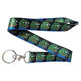 MooMooPig Pepe Frog Sad Face Black Keychain Lanyard