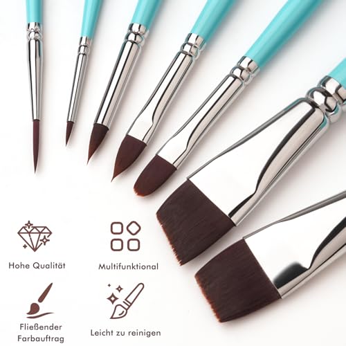 Kinderschminke Pinselset - 7 Stück hochwertige Synthetischeshaar Pinselset für Gesichtsfarben, Theaterschminke, Eulenspiegel Schminke I Face Paint Brush Set, Pinsel Makeup, Theaterschminke Pinsel