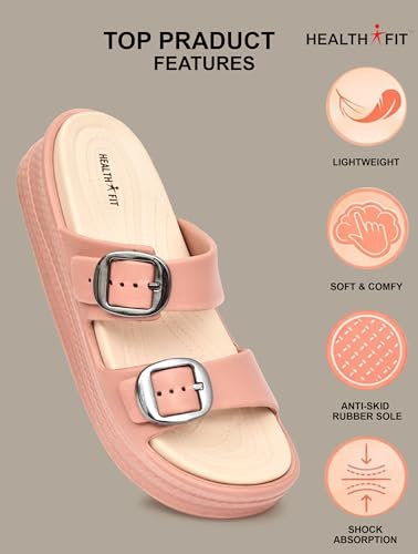Image of HEALTH FIT SUPER SOFT Comfortable with Adjustable Strap Flip-Flops Women's & Girl's Cushioned |Waterproof Anti Skid & Lightweight OUT Door & IN Door Slipper INDIGO2