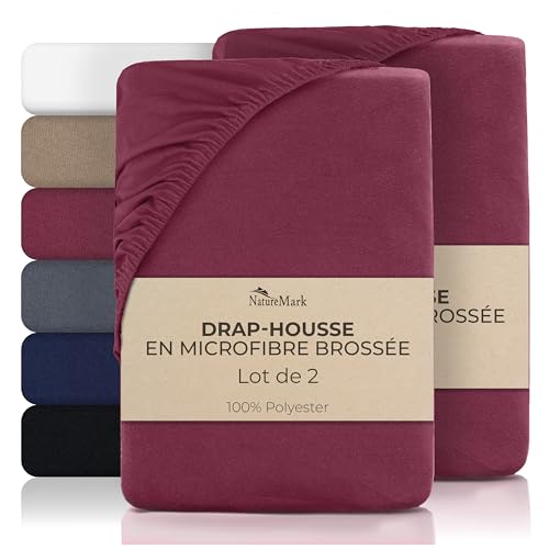 NatureMark Lot de 2 draps-housses en microfibre - Doux, respirants et faciles d'entretien - Doux pour la peau - Séchage rapide et indéformable - 90 x 200 cm...