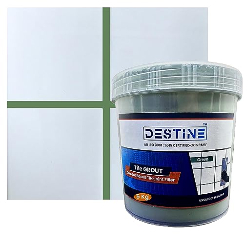 Image of DESTINE Tile Grout (16 COLOURS) (ALL PACKS: 100 Gm, 400 Gm, 800 Gm, 1 Kg, 3 Kg, 5 Kg), Waterproof, Cement Based Tile Joint Filler, Crack Filler, Tiles Gap Filler, Tile Grout (5 Kg, Green)