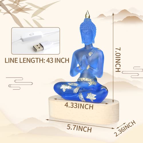 Vimtrysd Buddha Statue With Led Light Base, 7'' Seated Small Figurine Collectibles Decor, Transparent Sculpture Ornaments For Home Decoration #TOP5