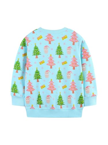 HILEELANG Girls Sweatshirts Cotton Blend Crewneck Pullover Tops Cute Crewneck Fall Winter Tops Clothes for Kids 2-7Y2