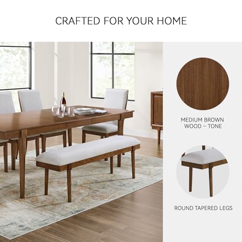 سيجنيتشر ديزان باي اشلي مقعد طعام منجد مقاس 59 انش من لينكوت، مقاس M، رمادي، بني