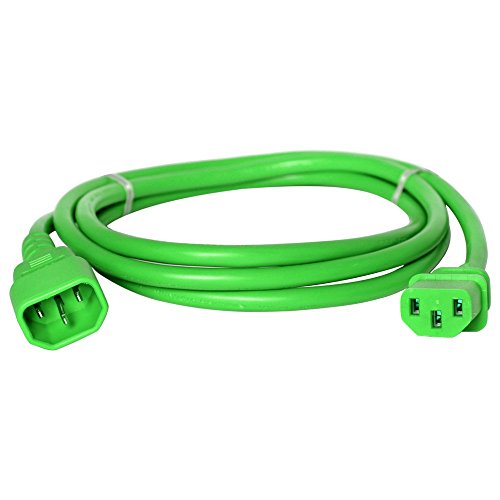 C14 To C13 Power Cord - Green, 15A/250V, 14/3 Awg, Iec 60320 - Iron Box Part # Ibx-6010-03 (3, Green) #TOP2