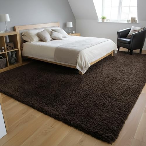 Image of Carpet for Hallway, Kitchen, and Modern Interiors, Cozy Shag Runner for Living Room, Entryway & Office Decor Size 5x7 feet Coffee