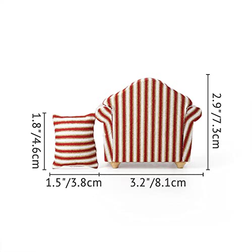 Odoria 1/12 Cadeira de Braços Miniatura Recliner Móveis para Casa de Bonecas Acessórios, Listras