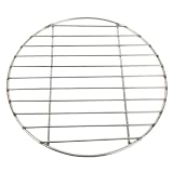 Frunimall Parrilla de acero inoxidable de 38 cm de diámetro, parrilla redonda, rejilla de enfriamiento para tartas, rejilla de enfriamiento redonda para hornear, para barbacoa