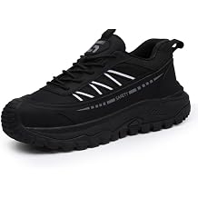 LAoutun Steel Toe Shoes for Men, Low Top Puncture Resistant Work Shoes with Kevlar Midsole, Lightweight Safety Shoes for Warehouse Factory Logistics