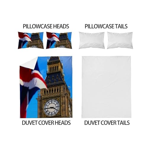 Housse de couette Union Jack 200x200 avec 2 taies d'oreiller pour lit double - 4