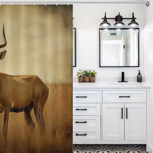 Rideau de douche imperméable antilope facile à installer 168cm - 5