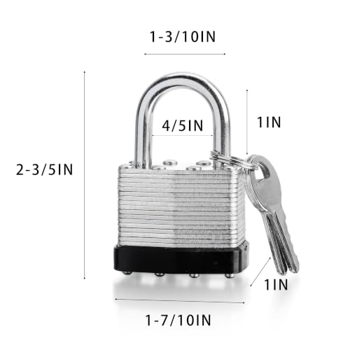 Image of 4 Pack Pad Locks with Same Key, Heavy Duty Keyed Alike Locks | Same Key Convenience, 4 Locks Share Keys, Durable Steel Body for Storage, Gates, Garages and Outdoor Use
