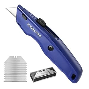 WORKPRO Premium Utility Knife, Retractable All Metal Heavy Duty Box Cutter, Quick Change Blade Razor Knife, with 10 Extra Blades
