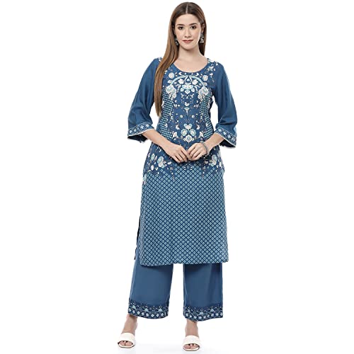 Image of Rangriti Indigo Liva Straight Kurta