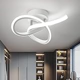 lampadario vetro bianco moderno 【Design perfetto】: questa piccola plafoniera a led moderna da 22 W ha dimensioni: 24 * 24 * 11cm Bianco freddo(6000 K), AC220 V, Illuminazione a soffitto design della barra luminosa a forma di petalo, che non solo ha il perfetto effetto visivo, ma aumenta anche la luminosità dello spazio interno, illumina perfettamente e decora i tuoi interni.