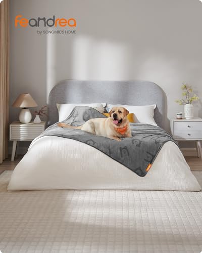 Feandrea Hundedecke, waschbar, 3er Set Haustier-Decke, XXL, 203 x 152 cm, für große und extra große Hunde, Flanell, Schutzdecke für Sofa, schiefergrau PPB016G01