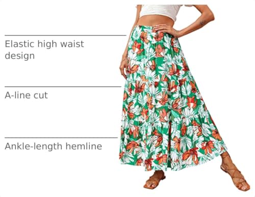 Image of KIRUNDO Maxi Skirts for Women Summer Boho Floral Long Skirt