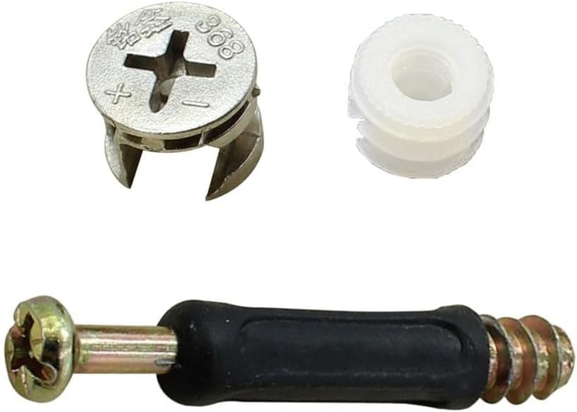 25 Sets Cam Locks Bolts Wood Dowels Fixings for Furniture Drawers with 90 Degree Fastening Anchor and High Carbon Steel Construction