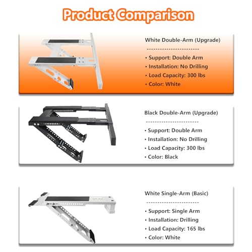 CAT SO RICH No-Drill Window AC Bracket, Adjustable Support for Single/Double Hung Windows, Heavy Duty Epoxy-Coated Steel Holds 300lbs, Easy Installation by CAT SO RICH - Image 2