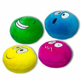 HOLYSTEED Plush Squeaky Dog Toys for Small, Medium Breeds, 2.9" Flat Balls