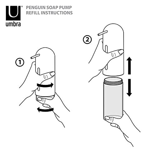 UMBRA Penguin Soap Pump. Pompe à savon Penguin. Distributeur de savon de cuisine ou salle de bain. Coloris noir mat.