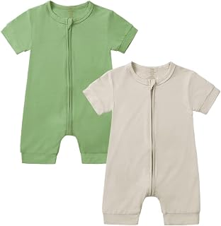 Baby Bamboo Rayon Zipper Romper Short Sleeve Playsuit Newborn Infant Solid Bodysuit Toddler Summer Jumpsuit
