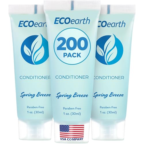 EcoEarth - Travel Size Conditioner - 1 fl oz, 200 PK, Spring Breeze - Delight Your Guests with Revitalizing and Refreshing Hotel Conditioner - Small Size Travel Amenities - Hotel Toiletries in Bulk