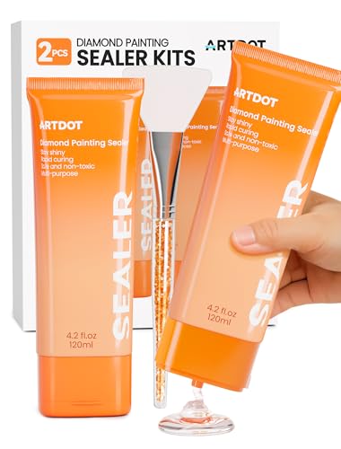 ARTDOT 240ML Diamond Art Glue Sealer Accessories Kit for Adults 2 Pack Clear Acrylic Glue Sealer with Tools for Diamond Painting Puzzle Jigsaw