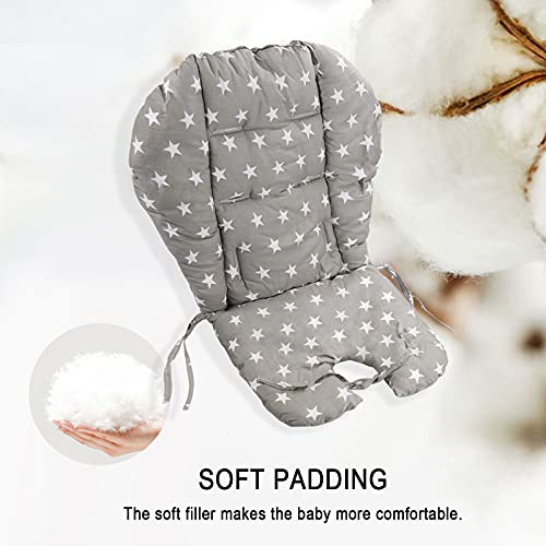 High Chair Pad,High Chair Cushion/Seat Cushion/High Chair Cushion Cover,Soft And Comfortable,Light And Breathable, Cute Patterns,Suitable For Most High Chairs,Baby Dining Chairs(Gray Stars Pattern) #TOP3